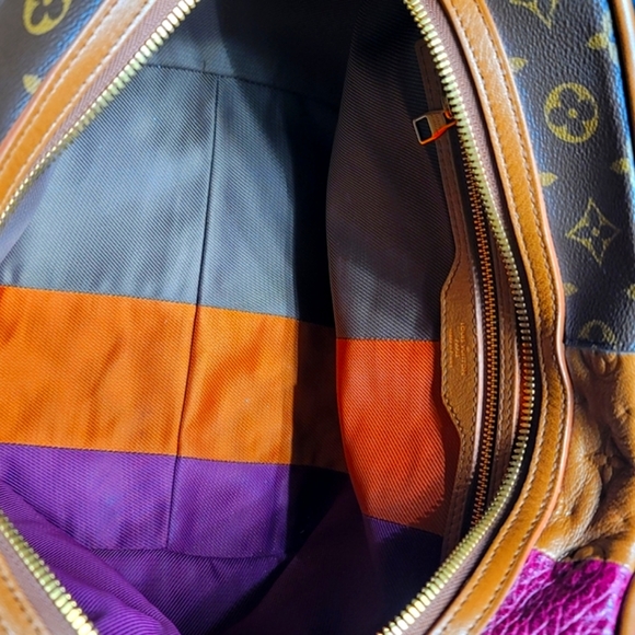 Louis Vuitton Blocks Stripes Monogram Leather Tote Bag Tri Color - Picture 4 of 7